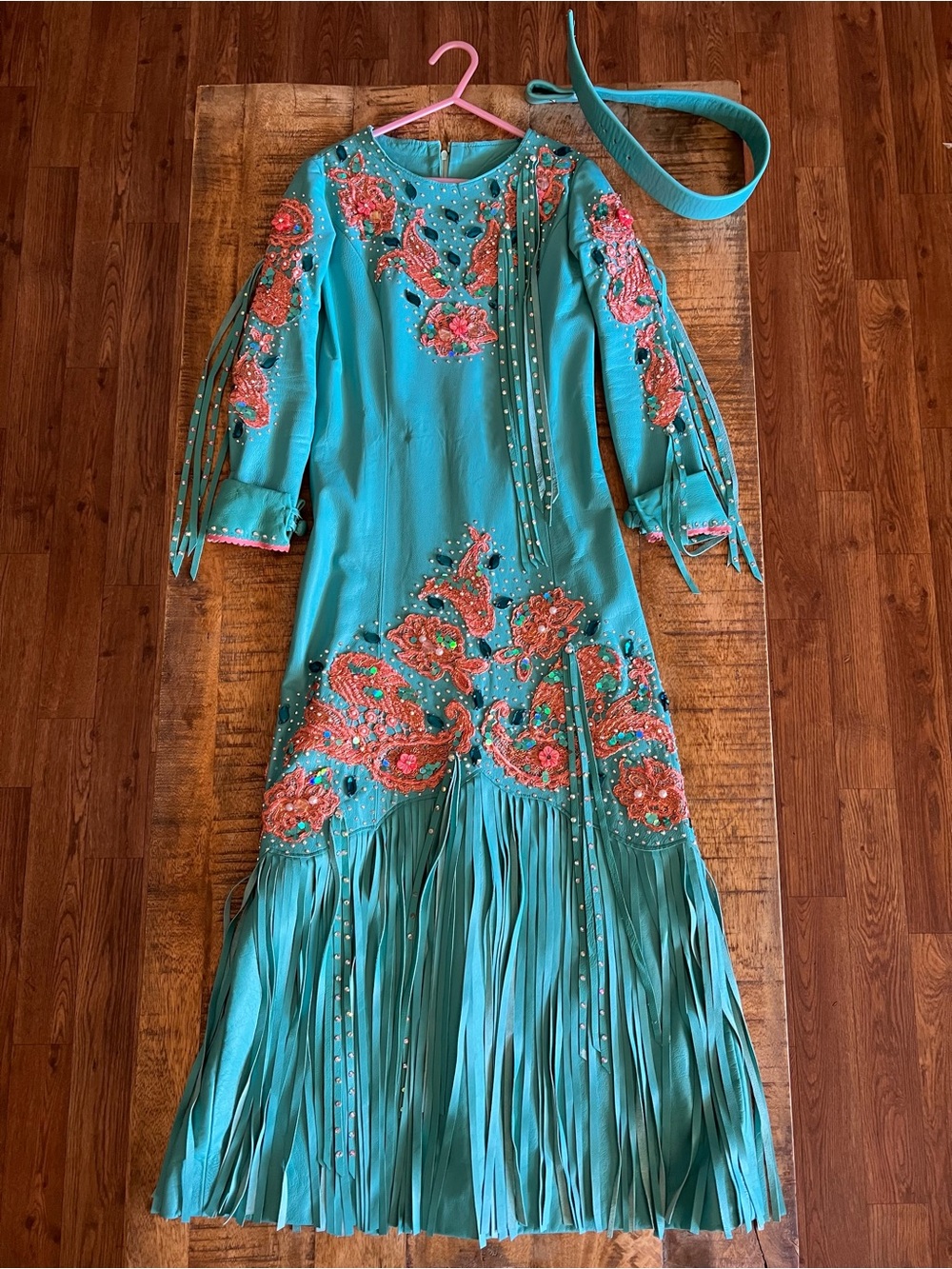 Red Dirt Couture Bright turquoise
Lambskin Western Coronation Pageant Dress.